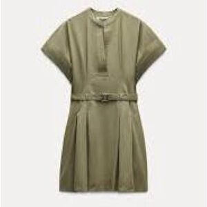 Zara Olive Mini Dress with Belt NWT
